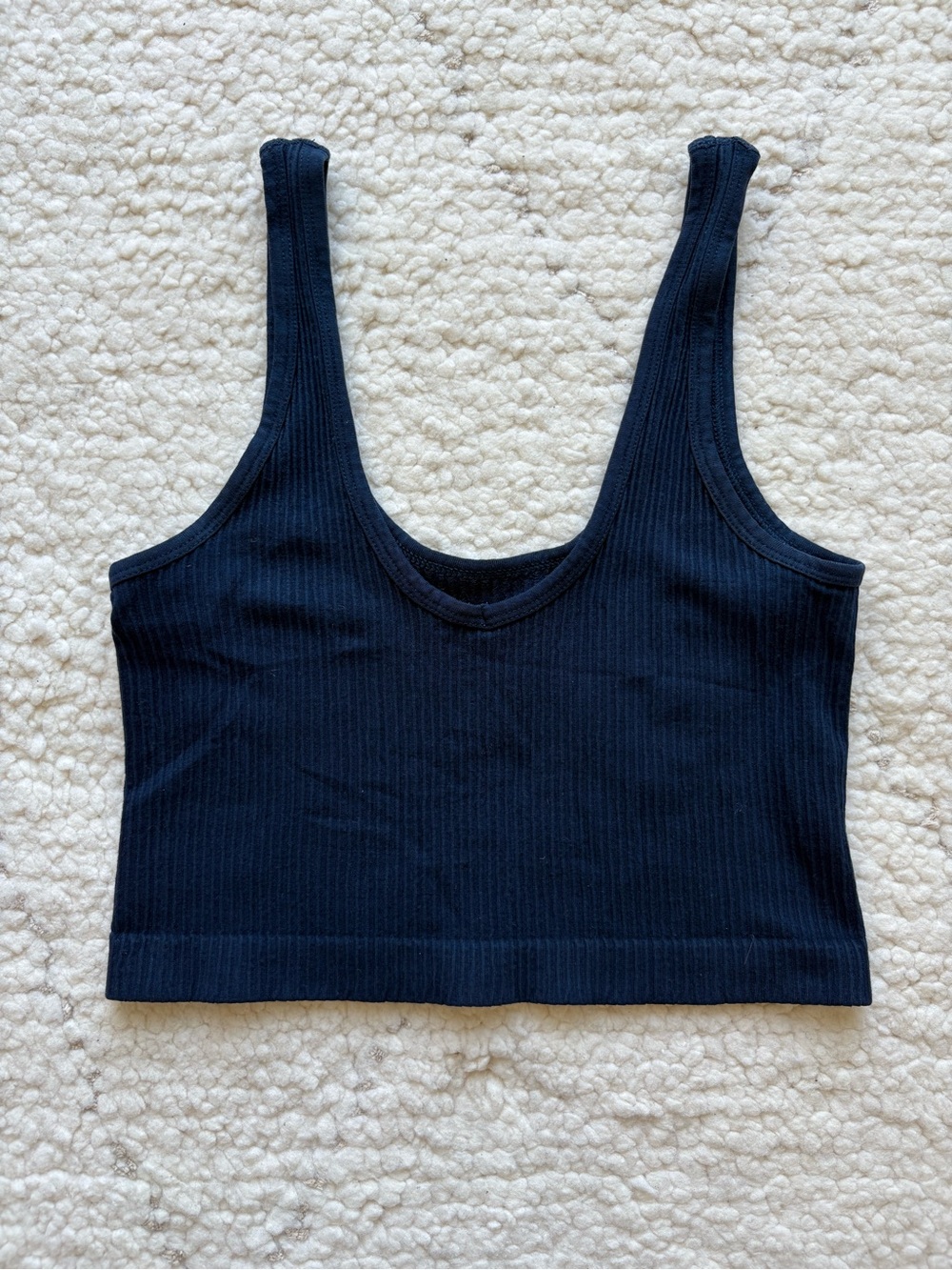 Urban Outfitters Navy Ribbed Scoop Neck Crop Tank